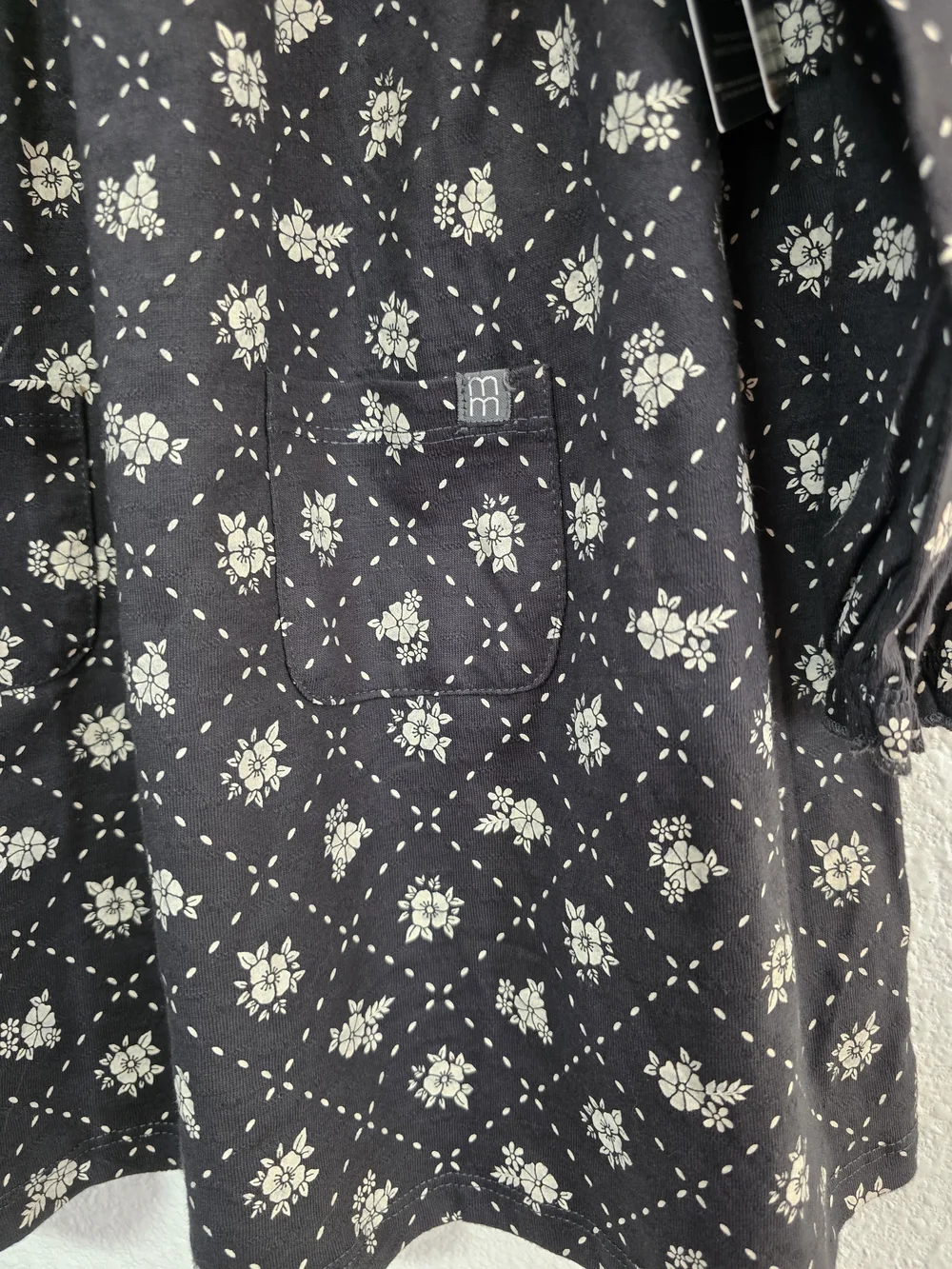 Black Floral Peter Pan Collar Kids Dress